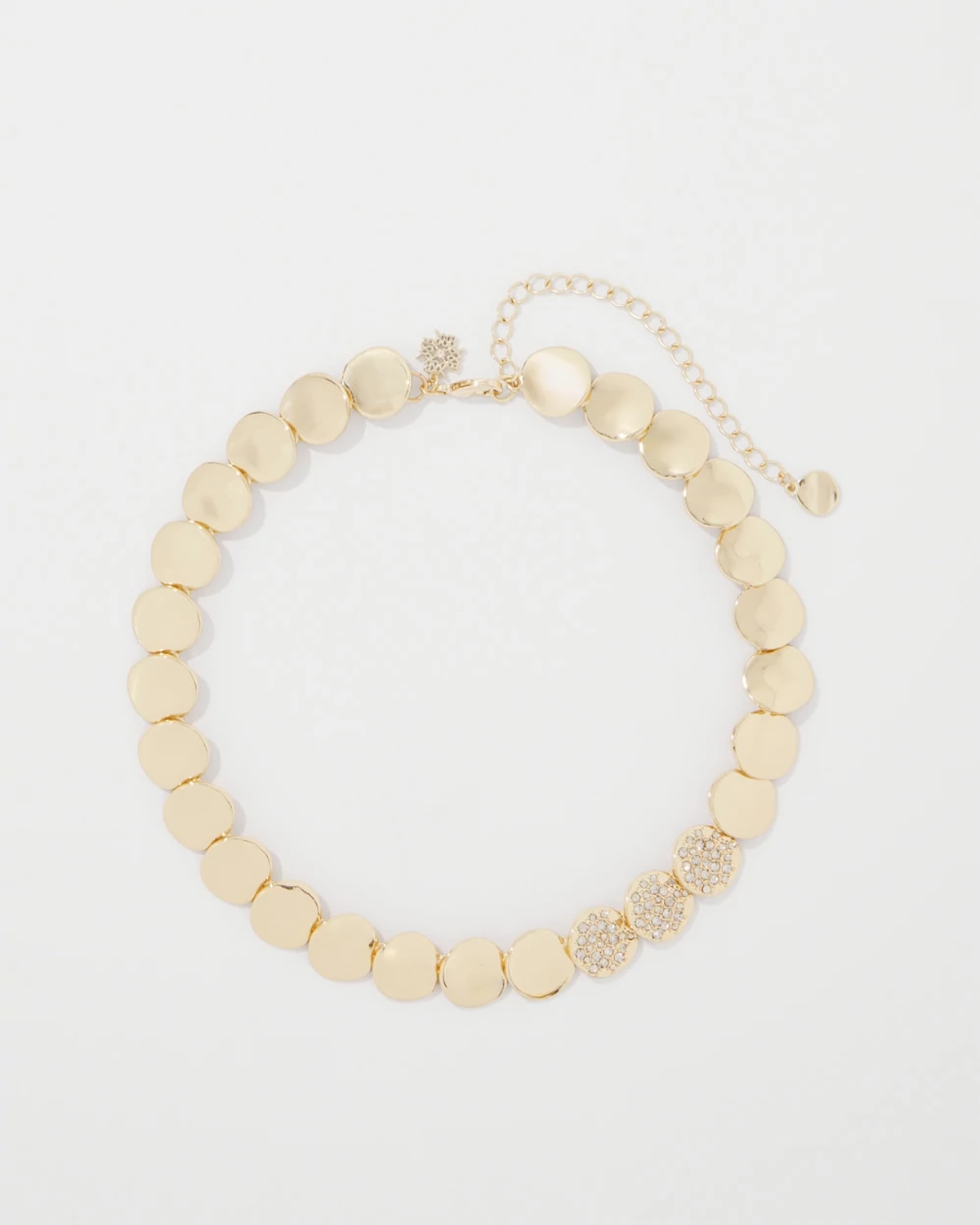 White House Black Market Pave Discs Short Necklace |  In Gold