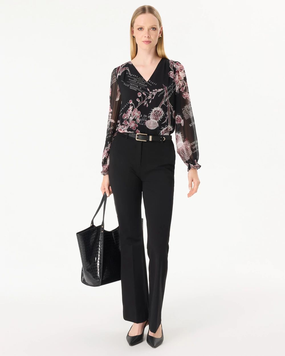 V-neck Crepe Blouse click to view larger image.