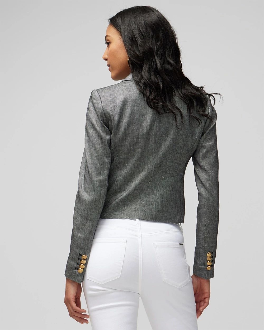 Cropped Linen-Blend Studio Blazer