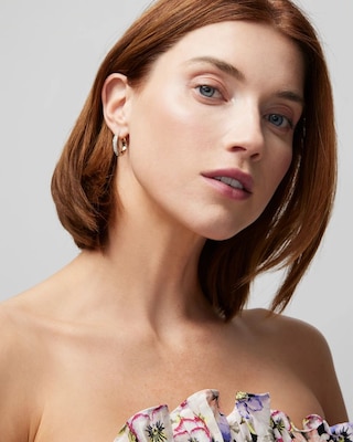 Reversible Small Pave Hoop Earrings click to view larger image.
