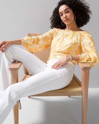 Off-the-Shoulder Clip-Print Top