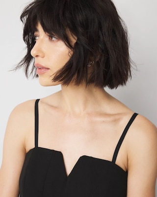 Petite Strapless V-Neck Wide Leg Jumpsuit click to view larger image.
