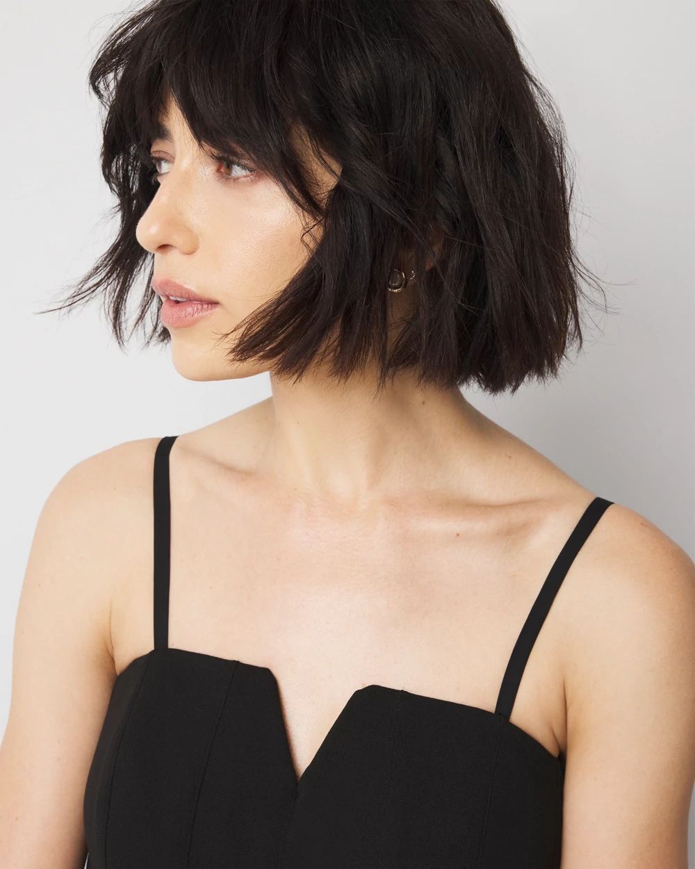 Strapless V-Neck Wide Leg Jumpsuit