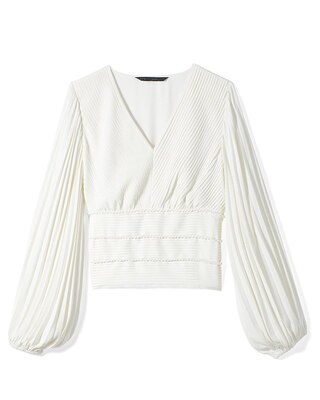 Pintucked Banded Bottom Blouse