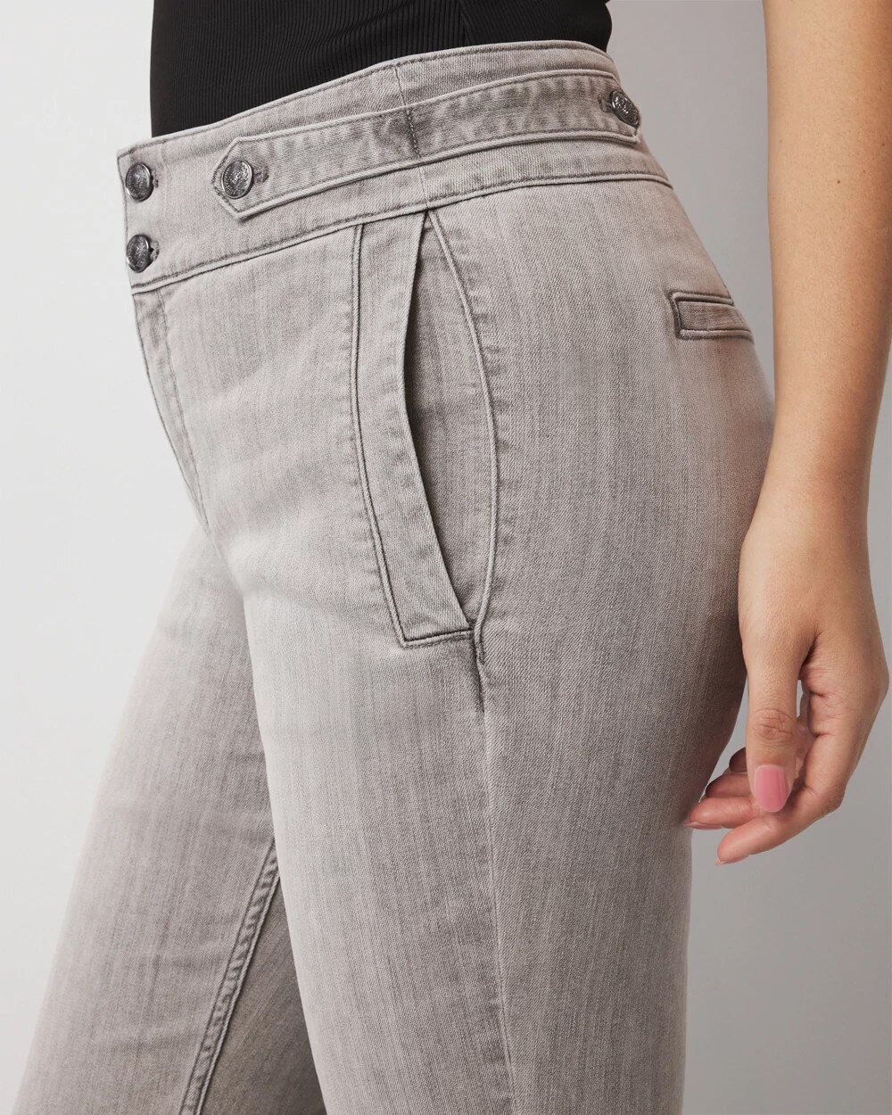 Extra High-Rise Novelty Button Bootcut Jeans
