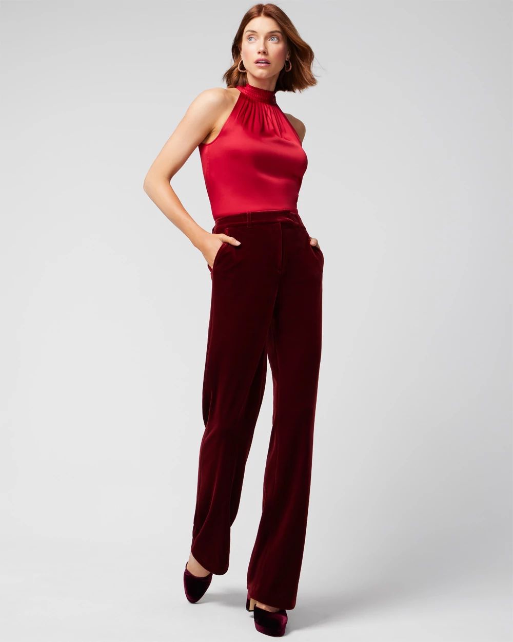 WHBM® Luna Wide Leg Velvet Trousers click to view larger image.