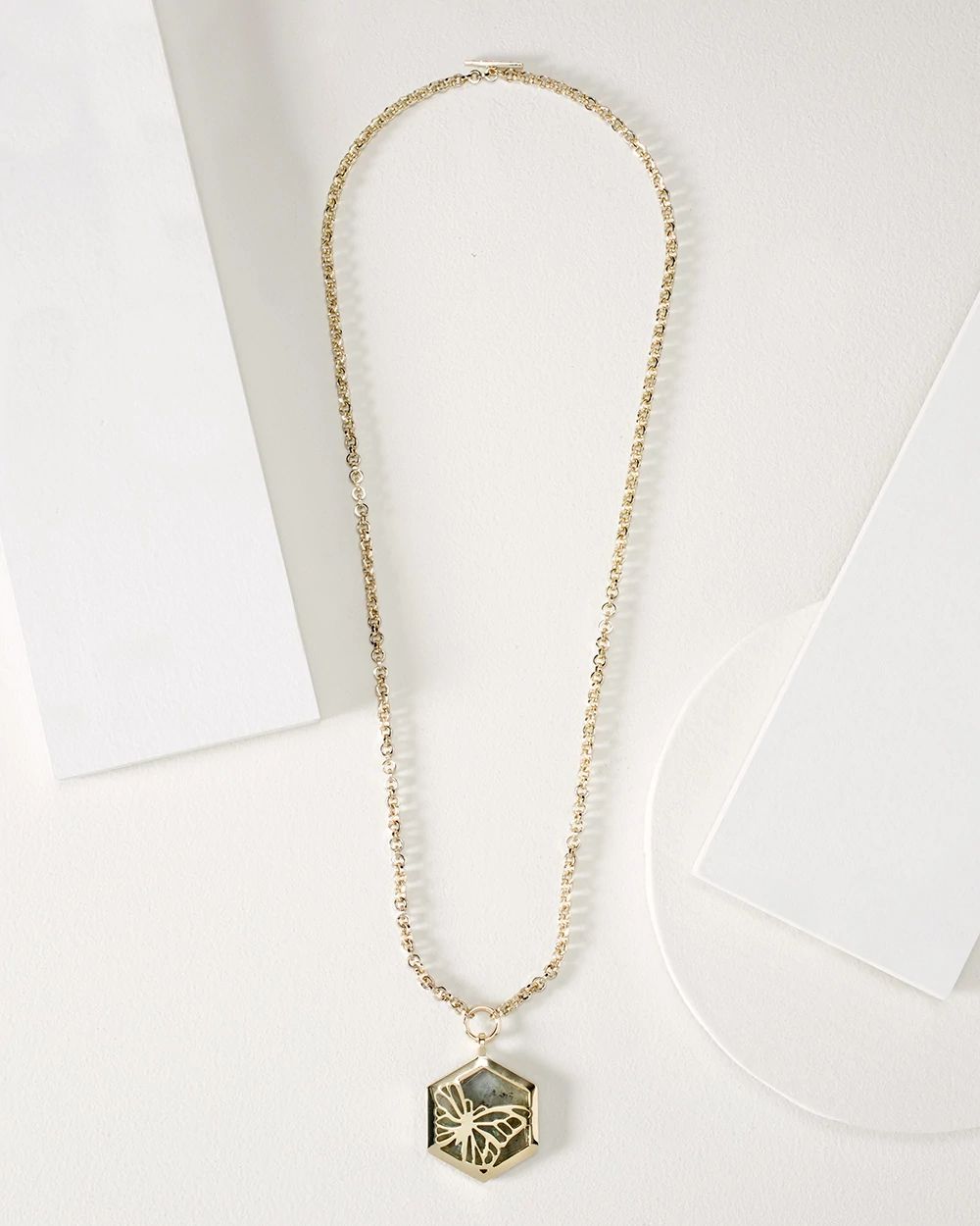 Goldtone & Labradorite Convertible Necklace click to view larger image.