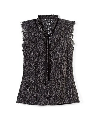 Sleeveless Lace High-Neck Shell