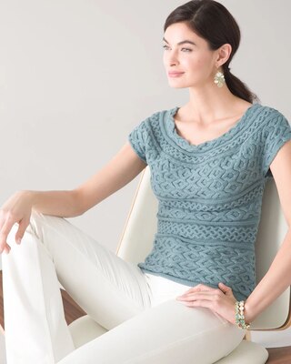 Off-the Shoulder Cable Pullover