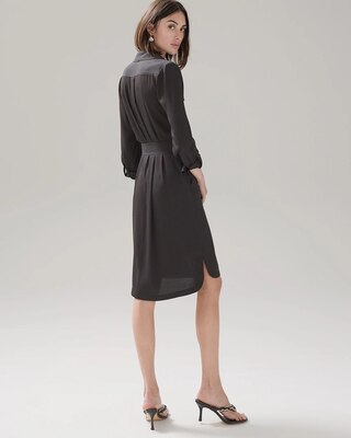 Petite Black Soft Shirtdress