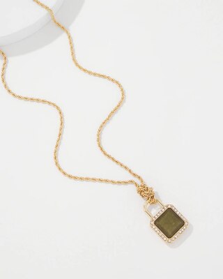 Jade Padlock Charm Necklace