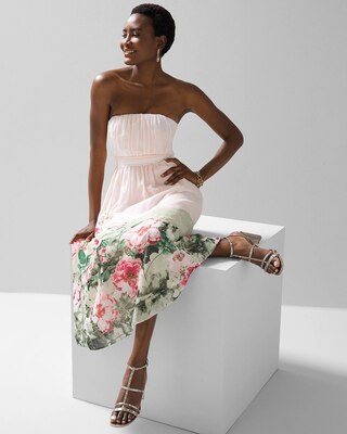 Strapless Georgette Midi Dress