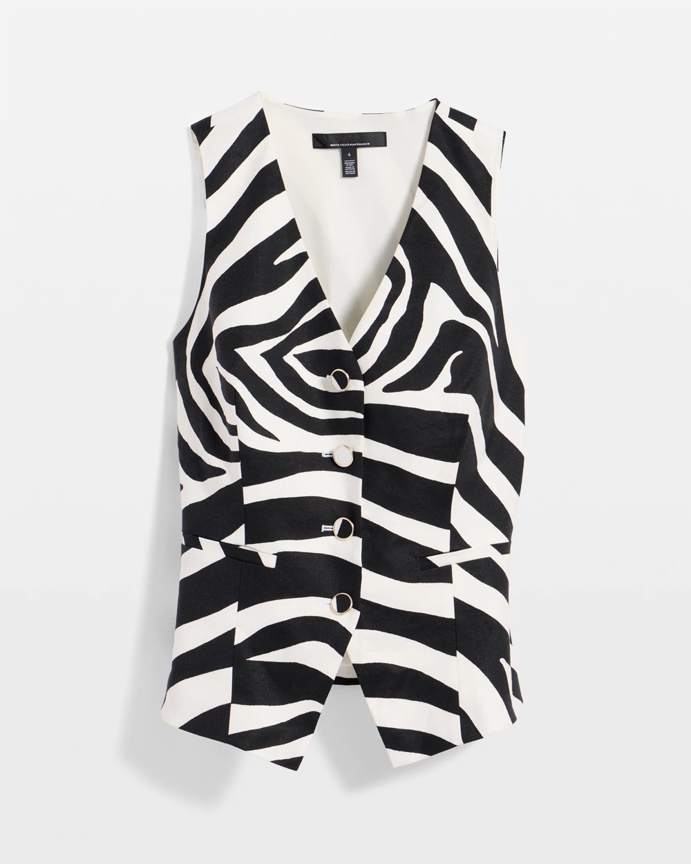 Linen-Blend Zebra Vest
