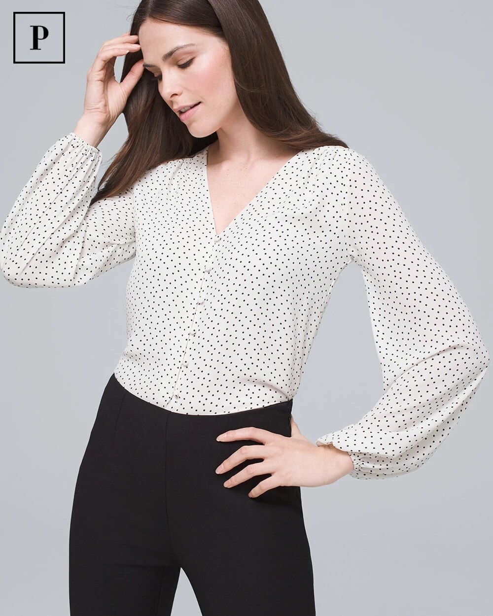 petite polka dot blouse