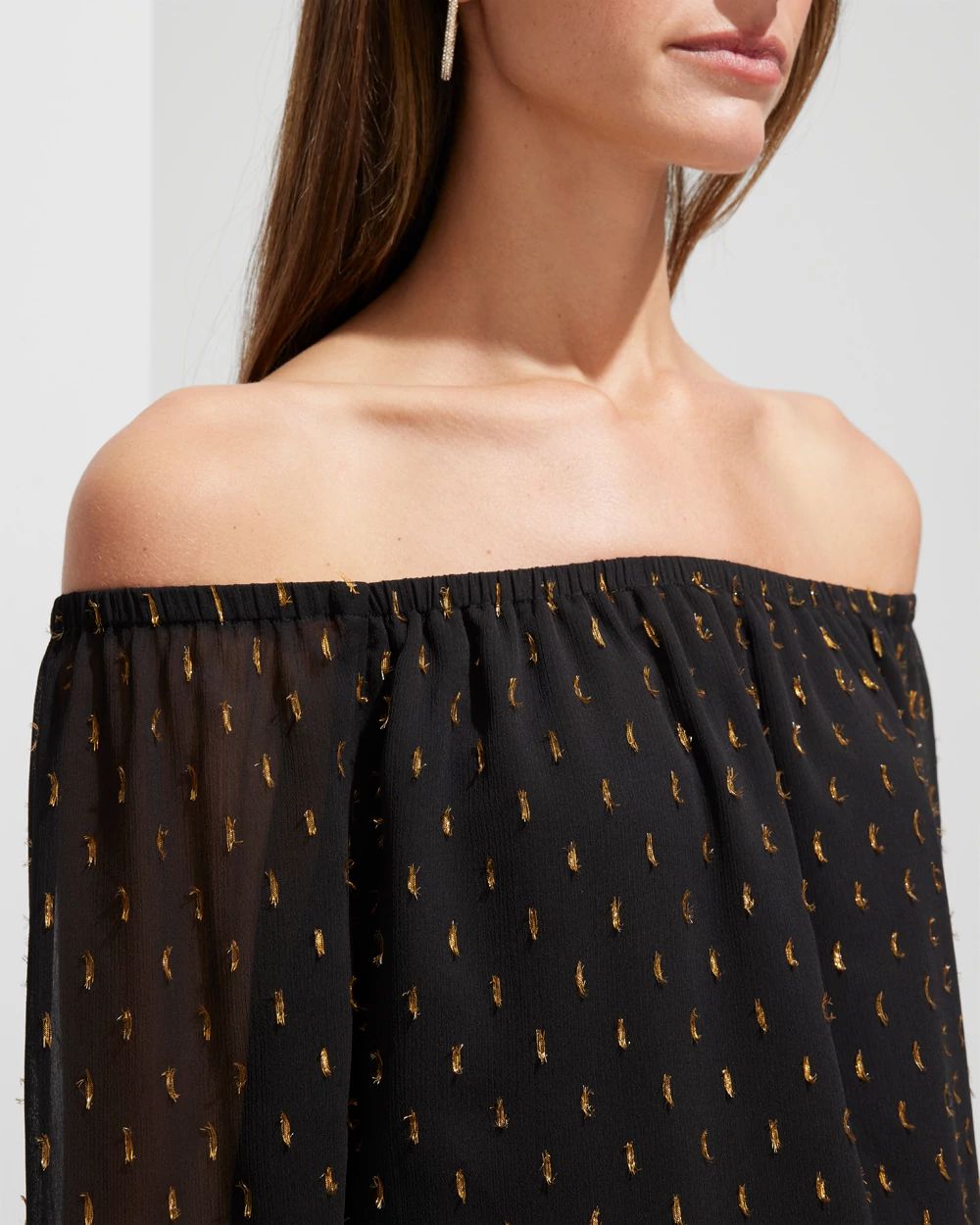 Outlet WHBM Off-The-Shoulder Clip Blouse click to view larger image.