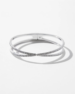 Silver Criss-Cross Hinge Bracelet