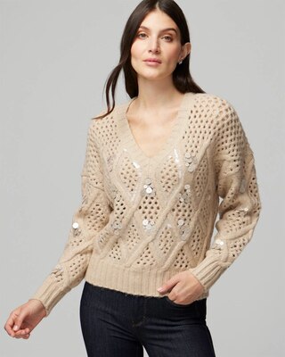 Embellished Cable Pullover Sweater