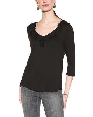 Outlet WHBM 3/4-Sleeve Ruffle-Front Tee