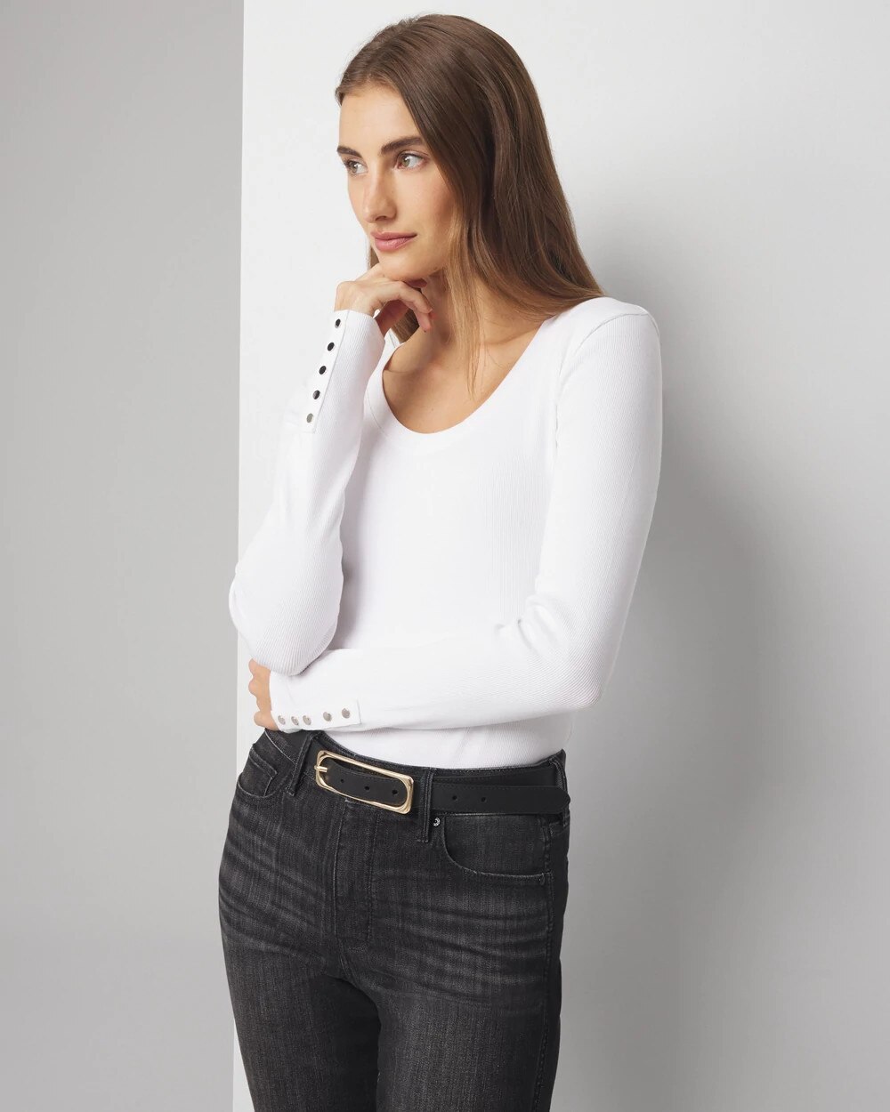 Long Sleeve Ribbed Tee - image 1