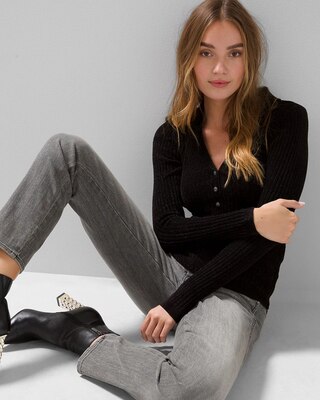 Chenille Henley Sweater