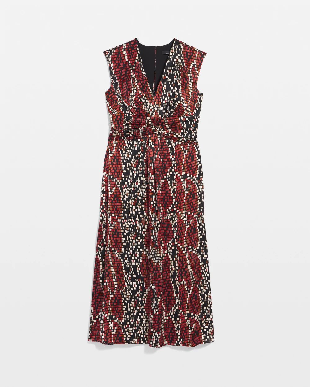 Cap-Sleeve Satin Midi Dress