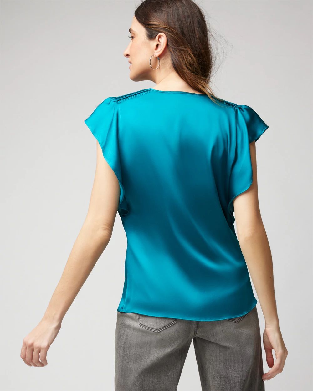 Flutter-Sleeve V-Neck Top