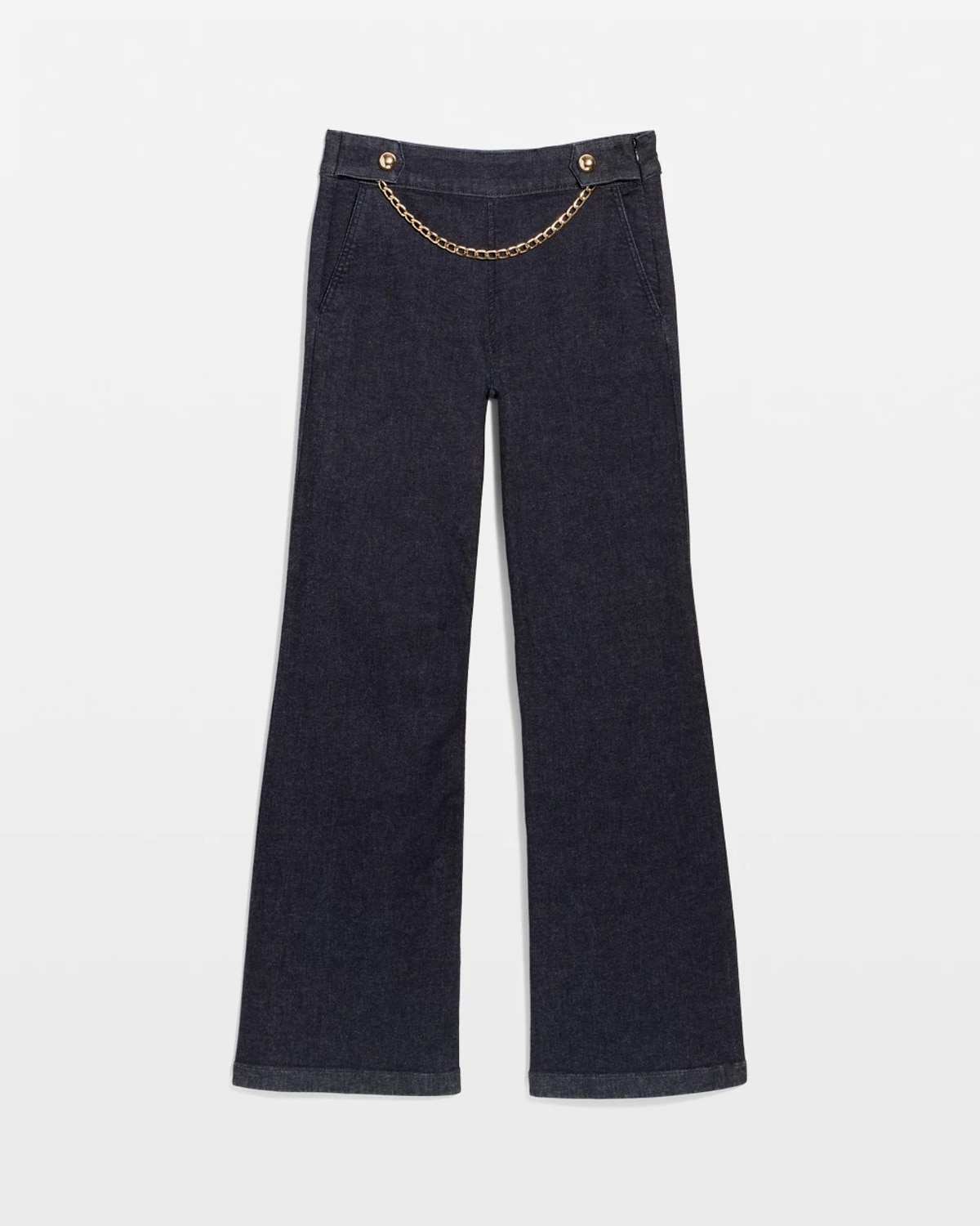White House Black Market Petite Chain Detail Extra High-rise Wide-leg Jeans In Blue