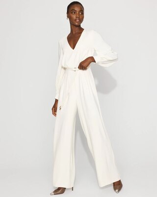 Petite Long Sleeve Crepe Jumpsuit