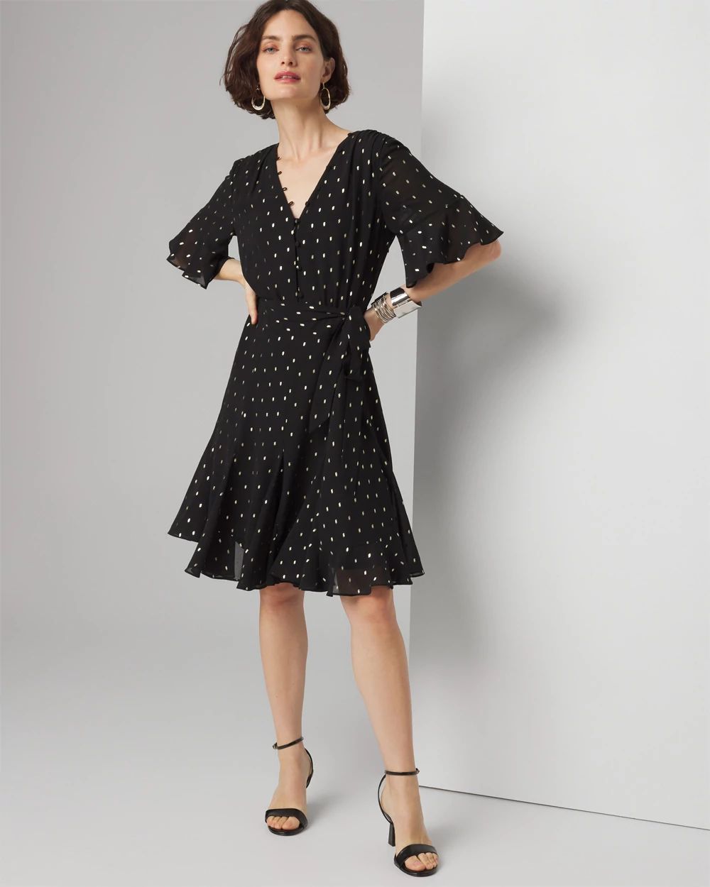 Petite Short Sleeve Fit-and-Flare Dress