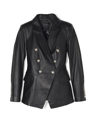 WHBM® Studio Leather Blazer click to view larger image.