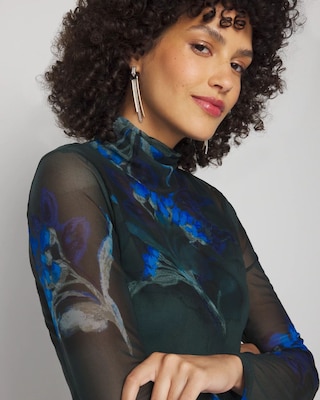 Long Sleeve Mesh Turtleneck click to view larger image.