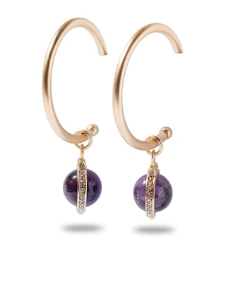 Gold Amethyst Sphere Earrings