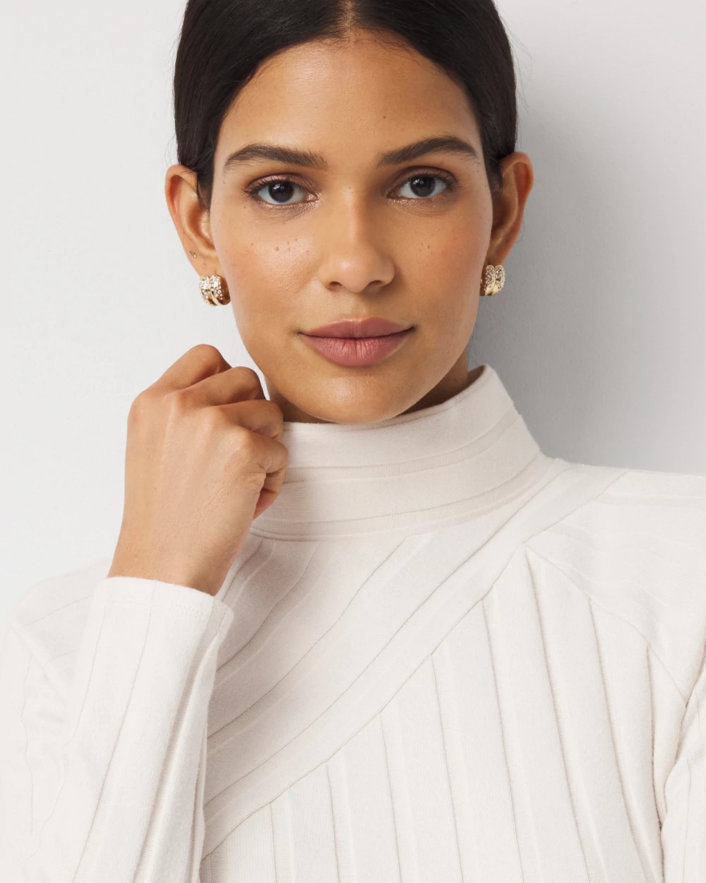 Ribbed Funnel Neck Top