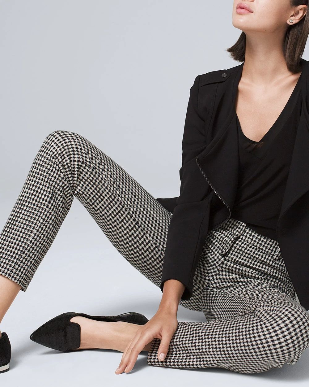 Comfort Stretch Houndstooth Slim Ankle Pants click to view larger image.