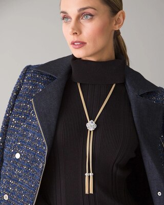 Mixed Metal & Clear Cubic Zirconia Y Necklace