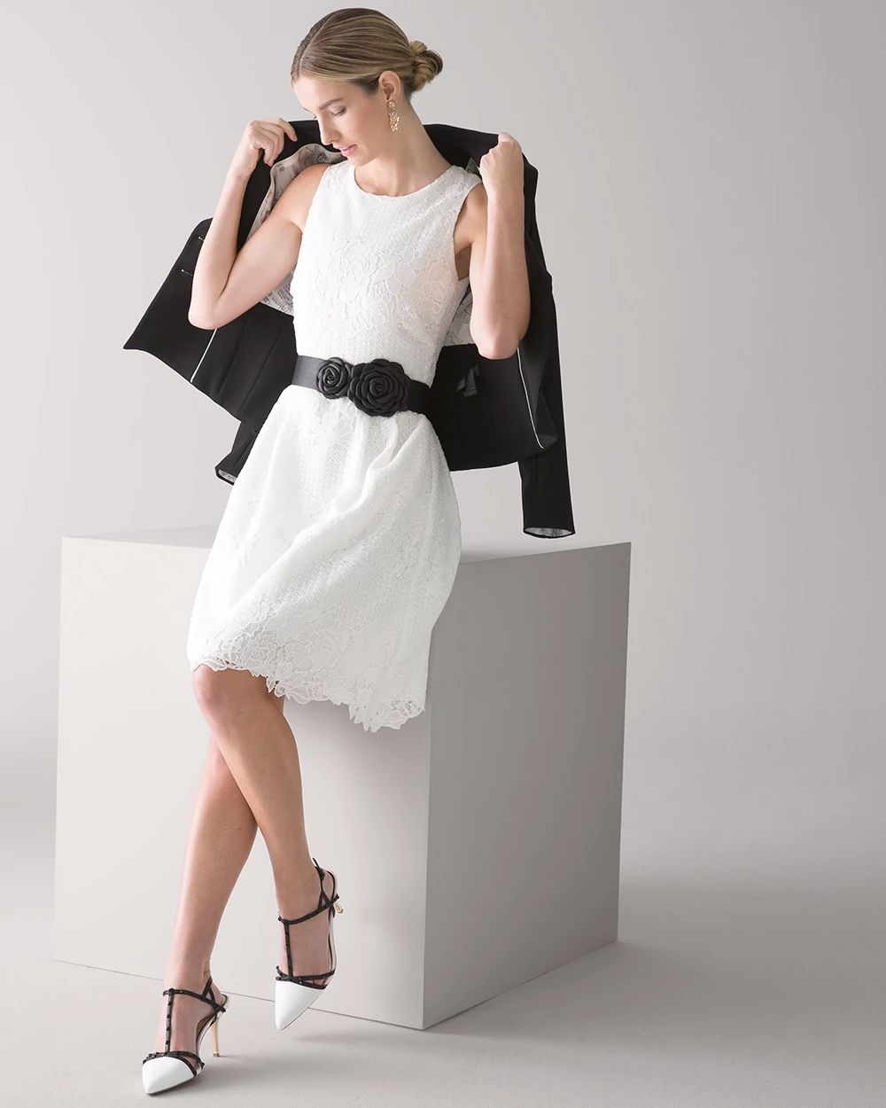 Petite Lace Fit & Flare Dress