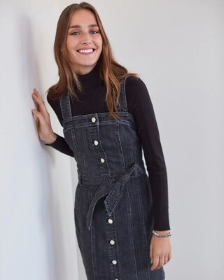 Sleeveless Button-Front Denim Dress