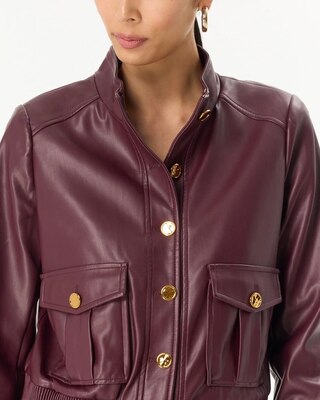 Faux Leather Bomber Jacket click to view larger image.