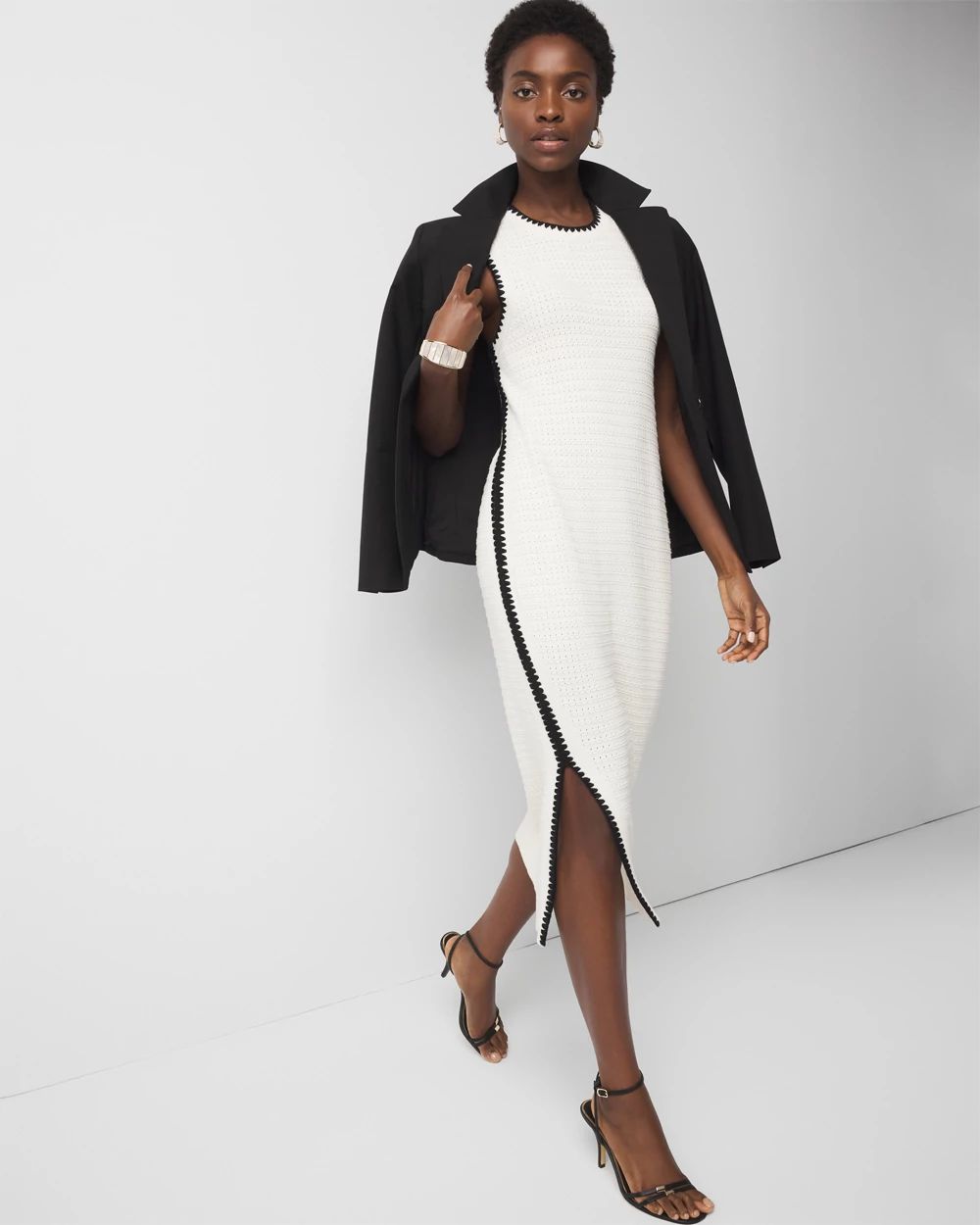 Contrast Trim Sweater Dress