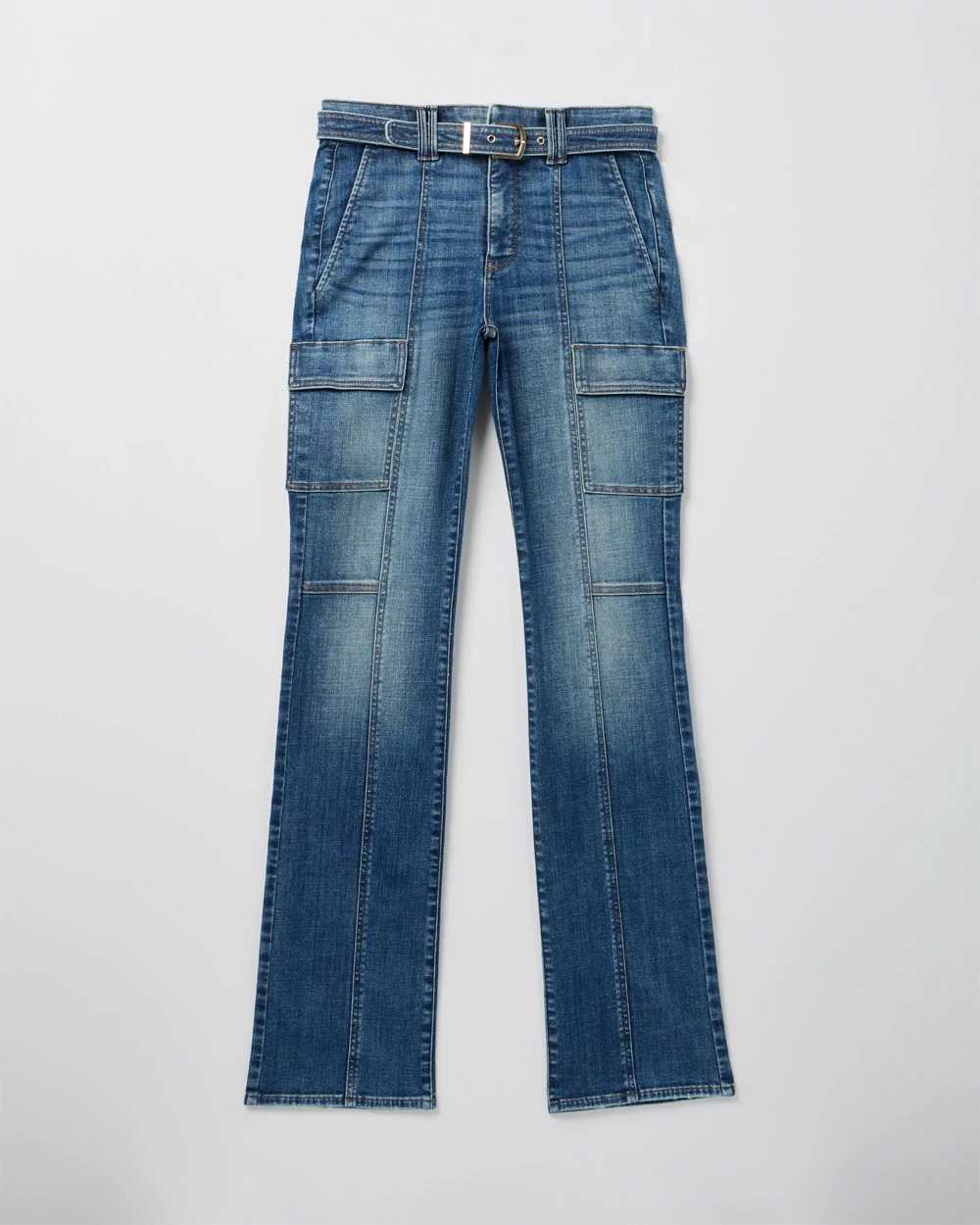 High-Rise Cargo Bootcut Jeans click to view larger image.