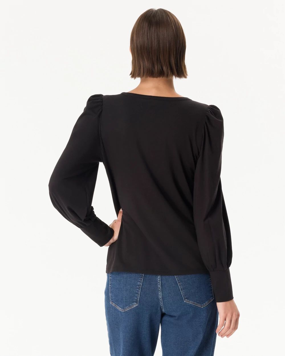 Blouson Sleeve V-neck Top click to view larger image.
