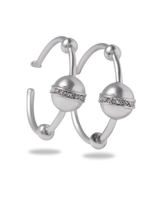 Silver Sphere Hoop Earrings
