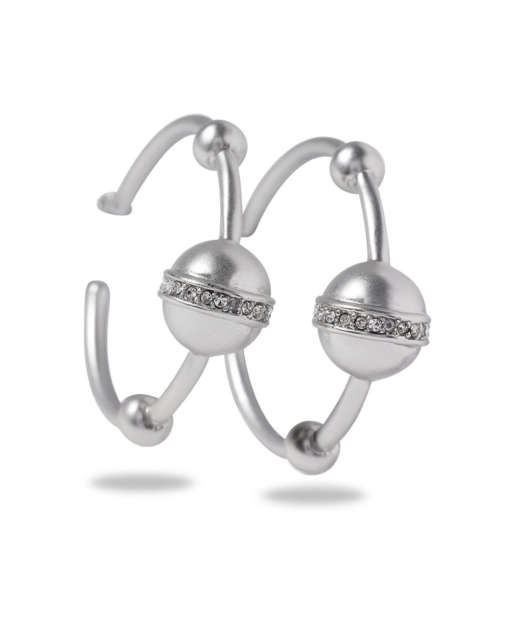 Silver Sphere Hoop Earrings