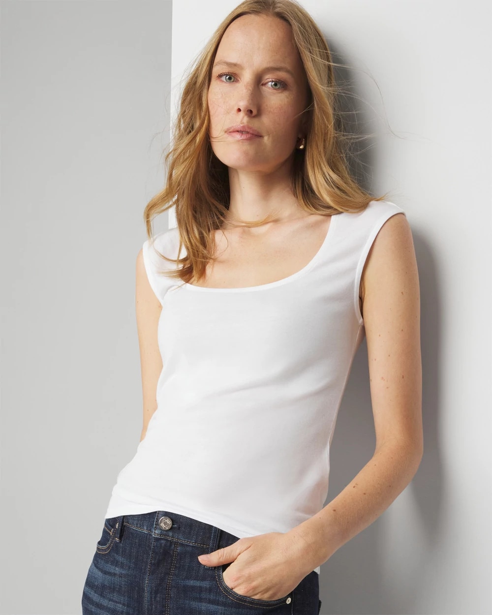 Cotton Modal Square Neck Tee