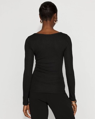 WHBM FORME™ Ribbed Stretch Metallic Long-Sleeve Tee click to view larger image.