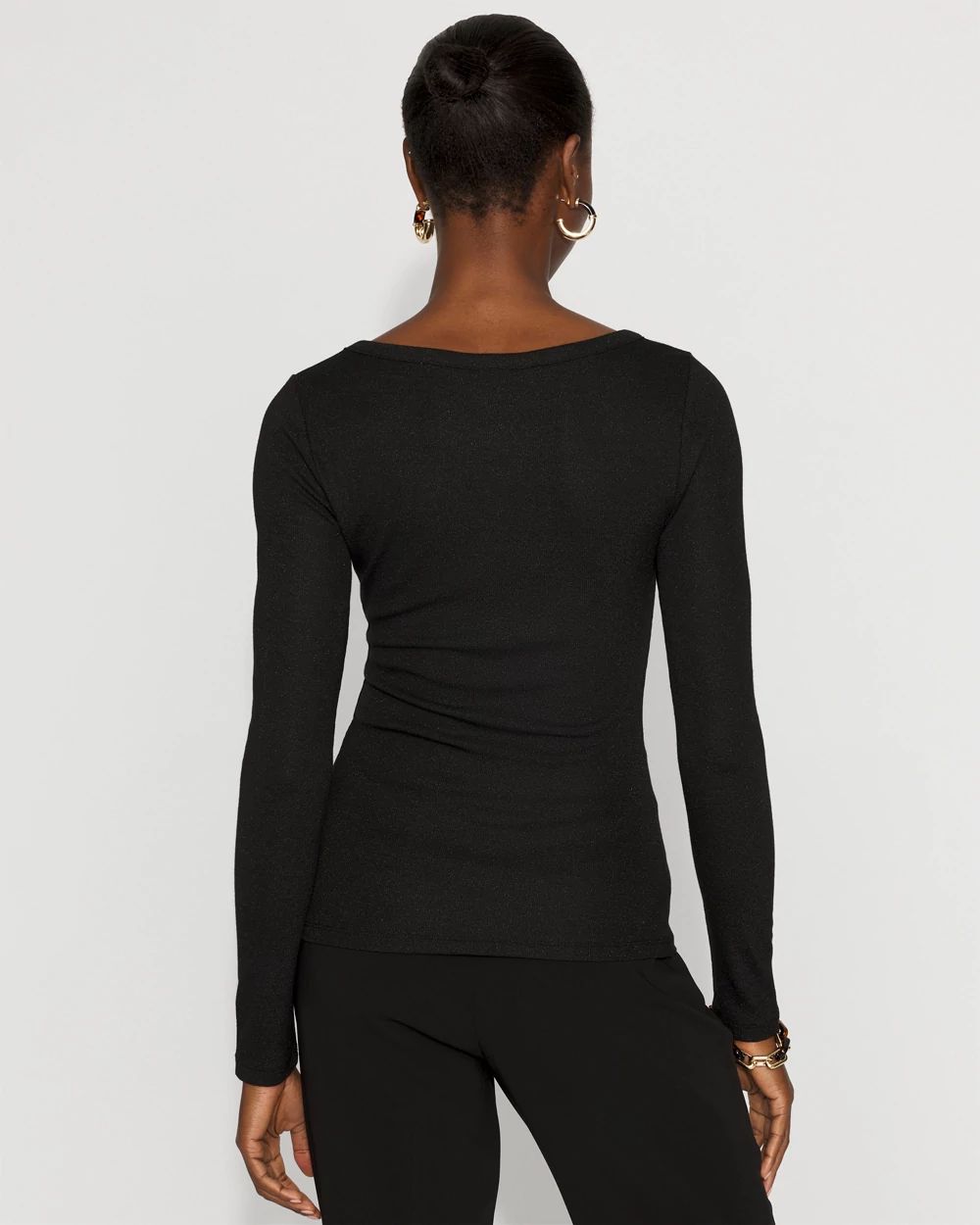 WHBM FORME™ Ribbed Stretch Metallic Long-Sleeve Tee