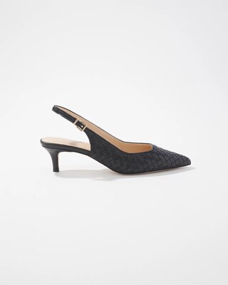 Woven Black Slingback Heels click to view larger image.