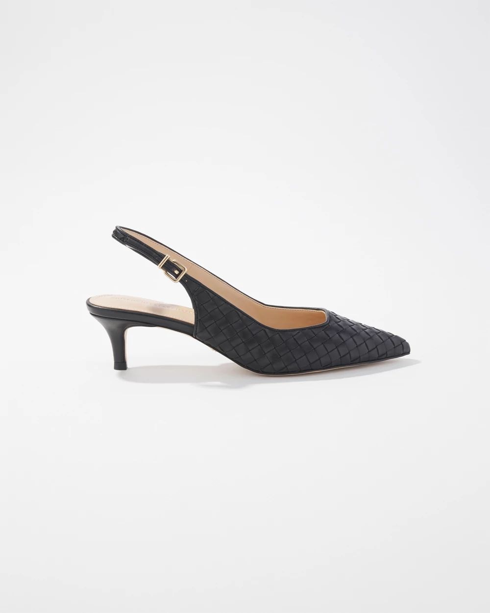 Woven Black Slingback Heels
