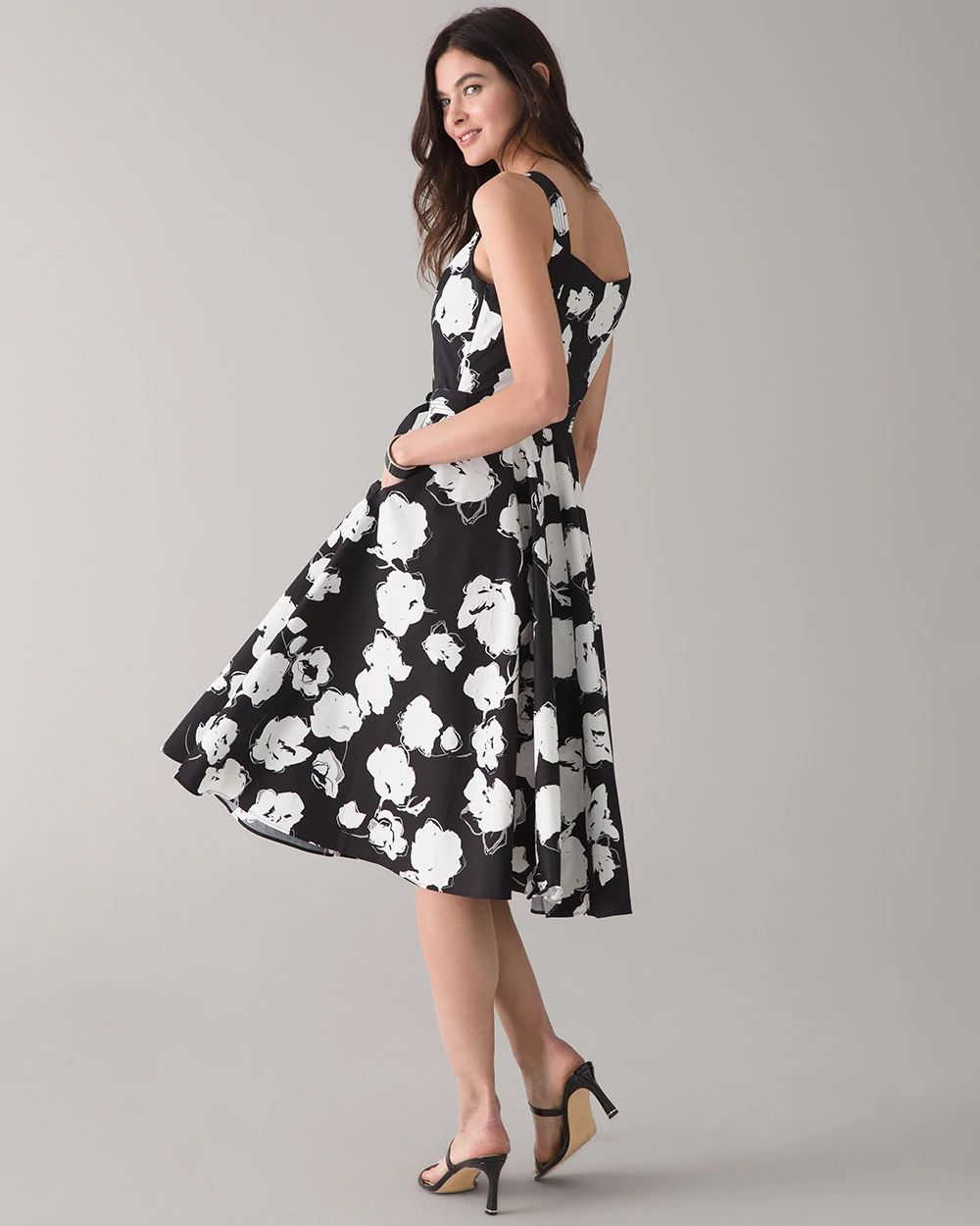 White + Black Fit & Flare Floral Dress