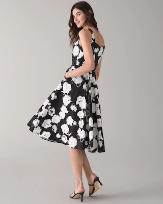 White + Black Fit & Flare Floral Dress